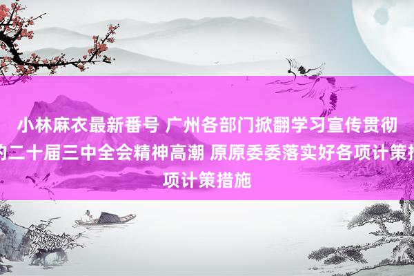 小林麻衣最新番号 广州各部门掀翻学习宣传贯彻党的二十届三中全会精神高潮 原原委委落实好各项计策措施