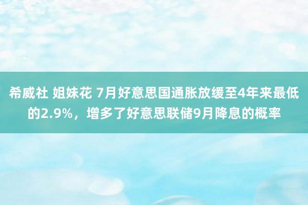 希威社 姐妹花 7月好意思国通胀放缓至4年来最低的2.9%，增多了好意思联储9月降息的概率