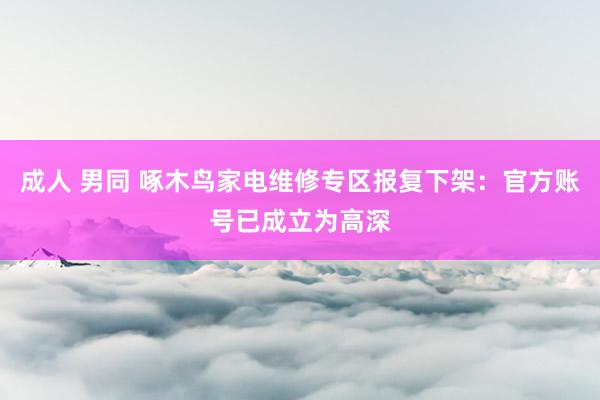 成人 男同 啄木鸟家电维修专区报复下架：官方账号已成立为高深