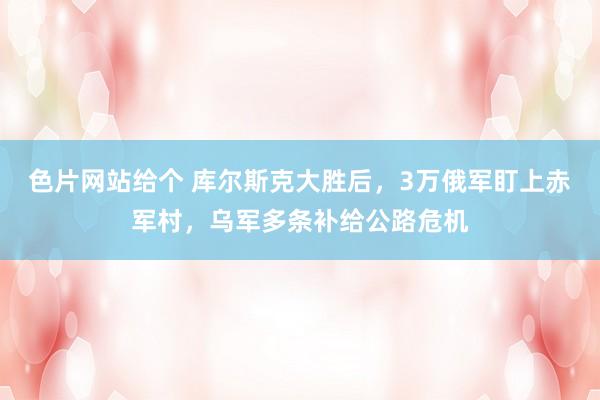 色片网站给个 库尔斯克大胜后，3万俄军盯上赤军村，乌军多条补给公路危机