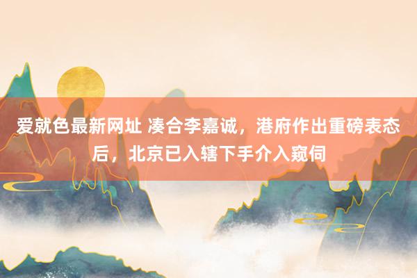 爱就色最新网址 凑合李嘉诚，港府作出重磅表态后，北京已入辖下手介入窥伺