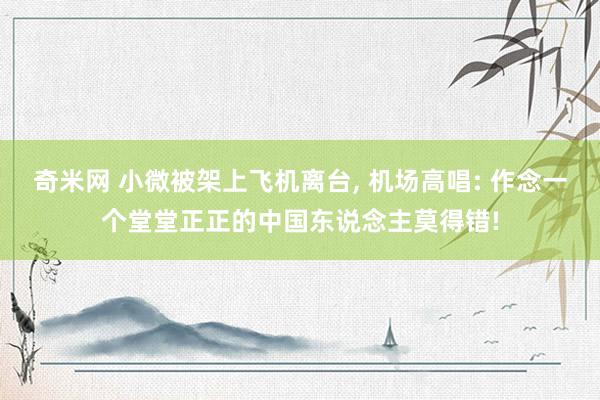 奇米网 小微被架上飞机离台, 机场高唱: 作念一个堂堂正正的中国东说念主莫得错!