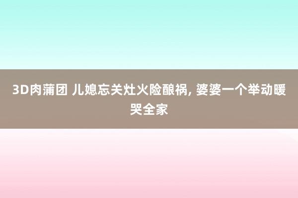 3D肉蒲团 儿媳忘关灶火险酿祸, 婆婆一个举动暖哭全家