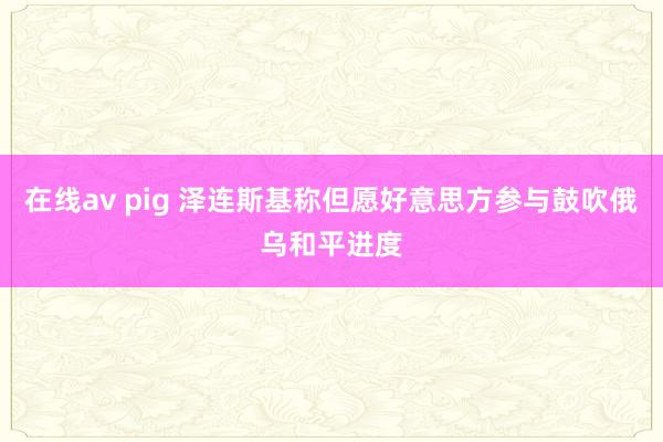 在线av pig 泽连斯基称但愿好意思方参与鼓吹俄乌和平进度